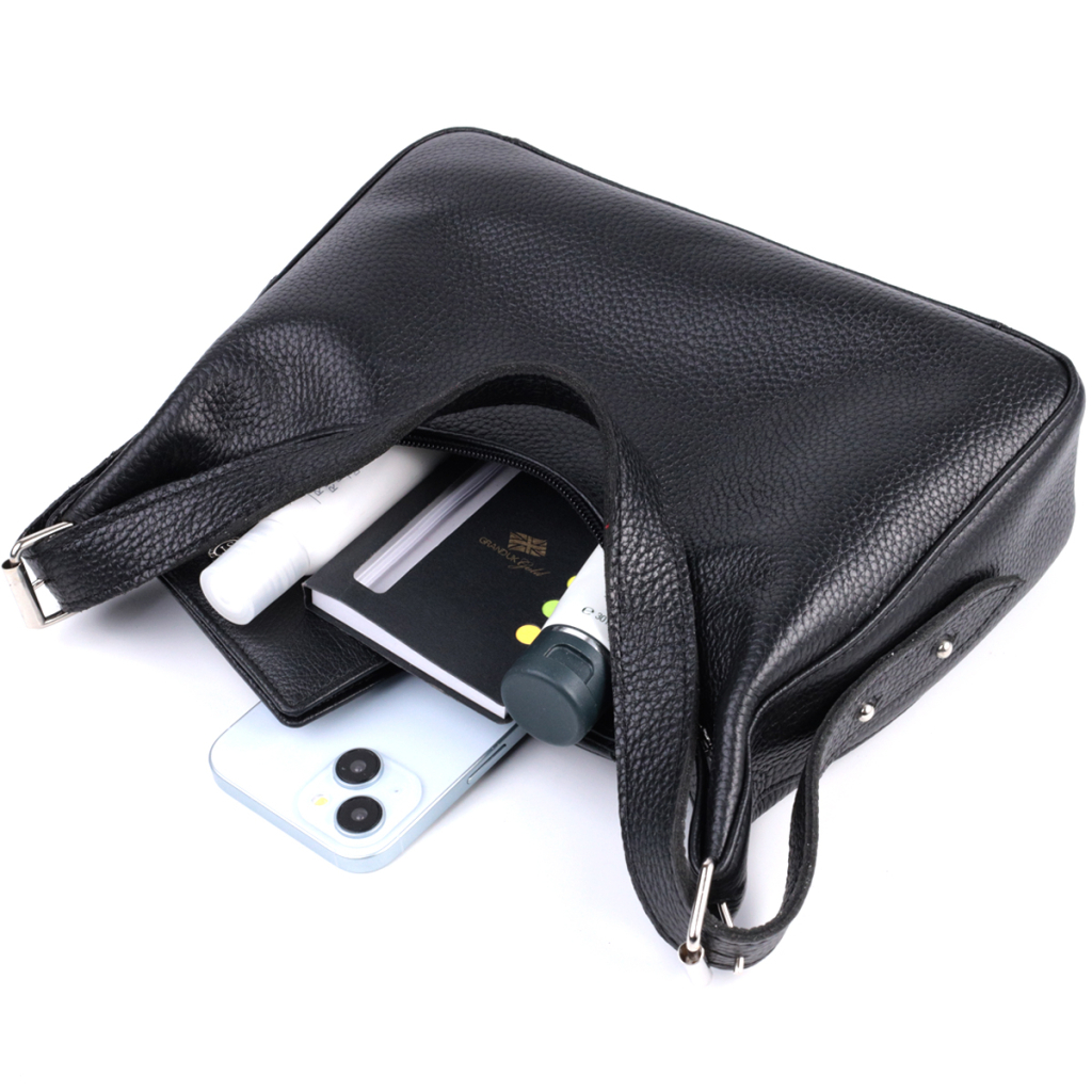 Сумка Shvigel З зернистої натуральної шкіри Чорна (22833) - зображення 8