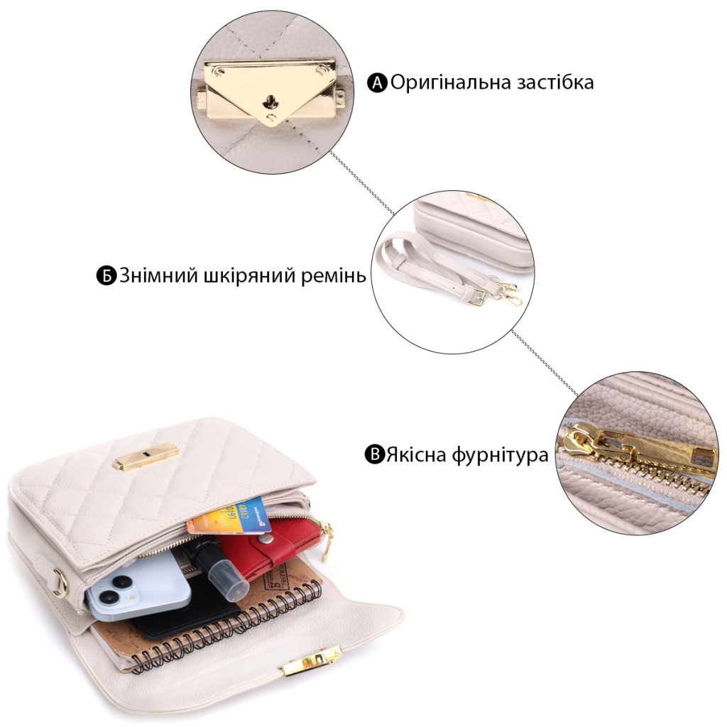 Сумка Vintage З натуральної шкіри Біла (22672) - зображення 4