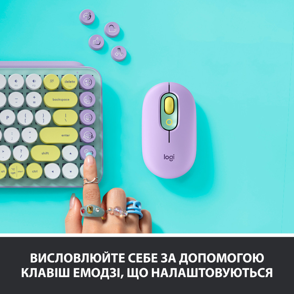 Клавіатура Logitech POP Keys Wireless Mechanical Keyboard Daydream Mint (920-010717) - зображення 3