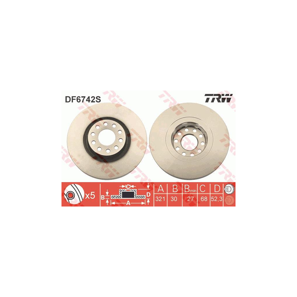 Гальмівний диск TRW DF6742S - зображення 3