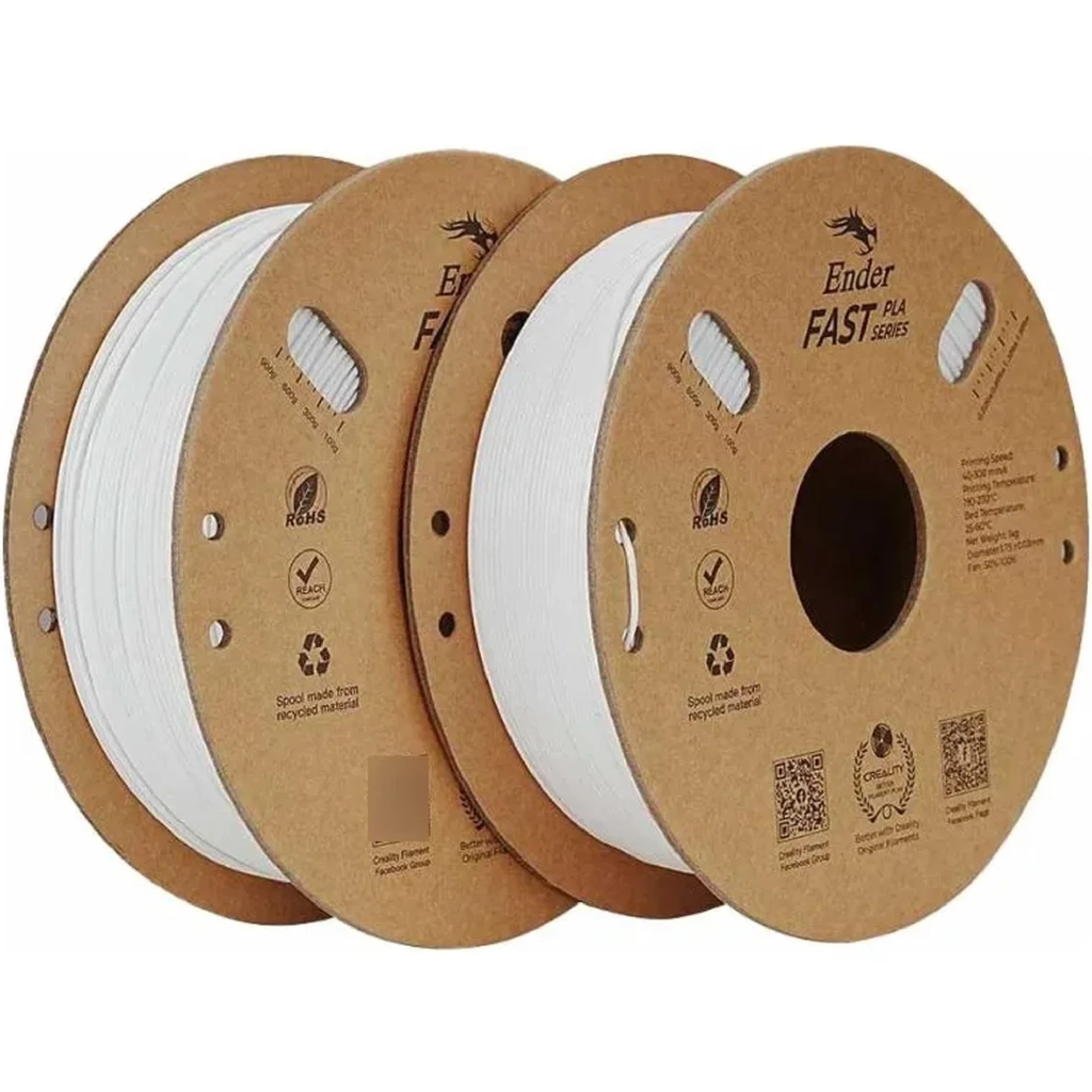 Пластик для 3D-принтера Creality 1.75мм Fast PLA Filament Ender 2x1кг, white (3301010396) - зображення 1