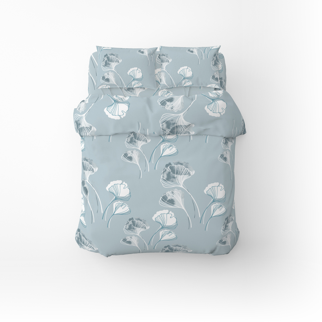 Постільна білизна Home Line Гінко Білоба сіро-блакитний бязь полуторний (173832) - зображення 1