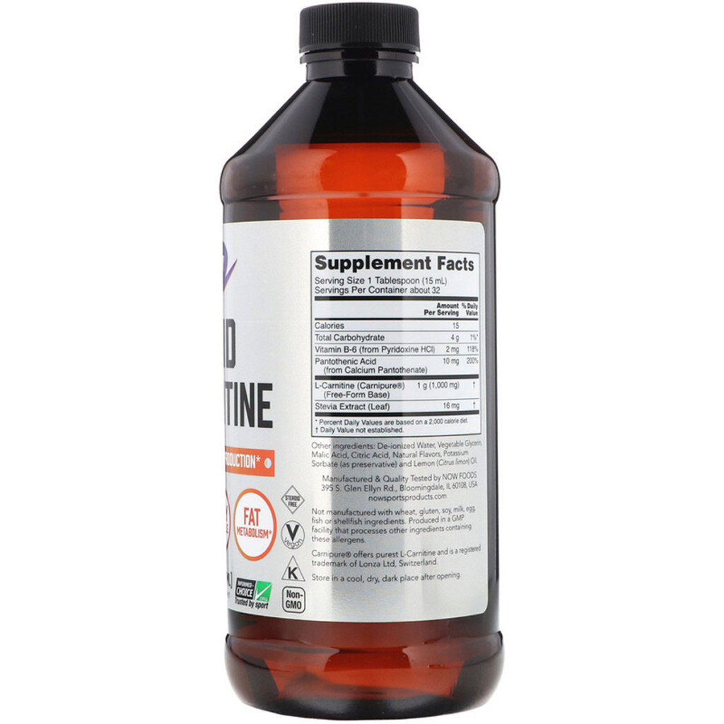 Амінокислота Now Foods L-Карнітін Рідкий з Цитрусовим Смаком, L-Carnitine, 1000 мг, (NOW-00065) - зображення 2