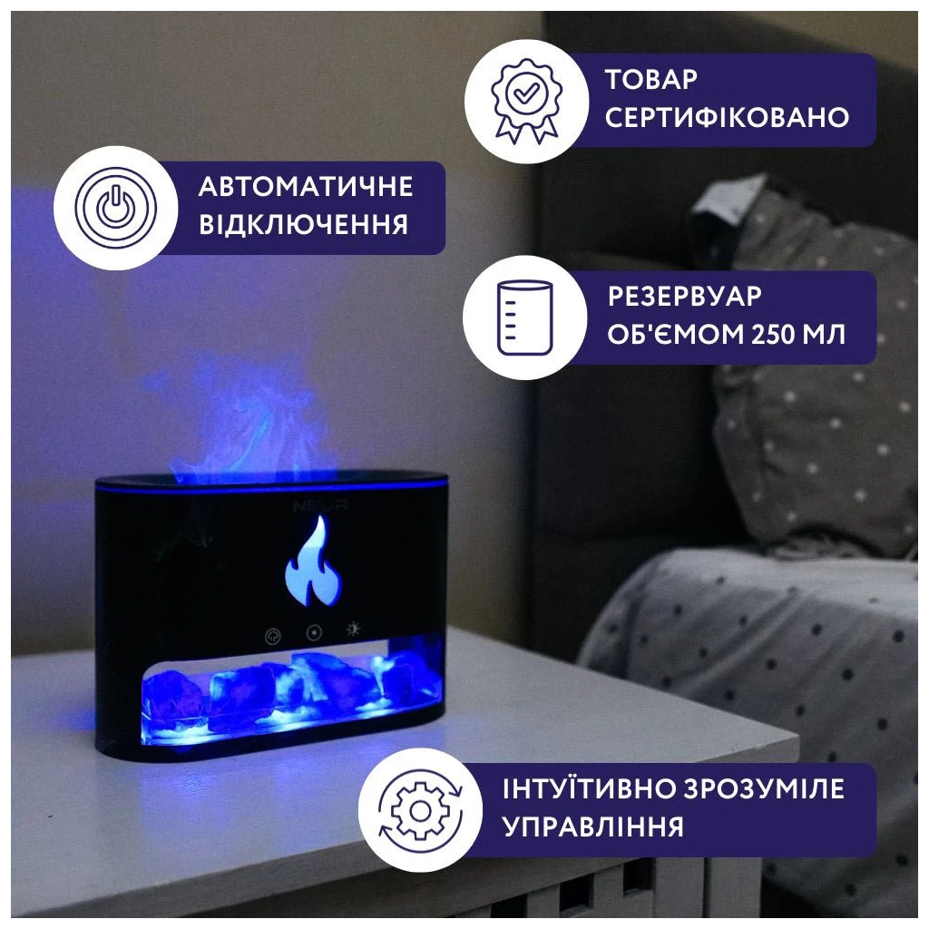 Зволожувач повітря Neor FLAME AROMA 25ML10 BK - изображение 3