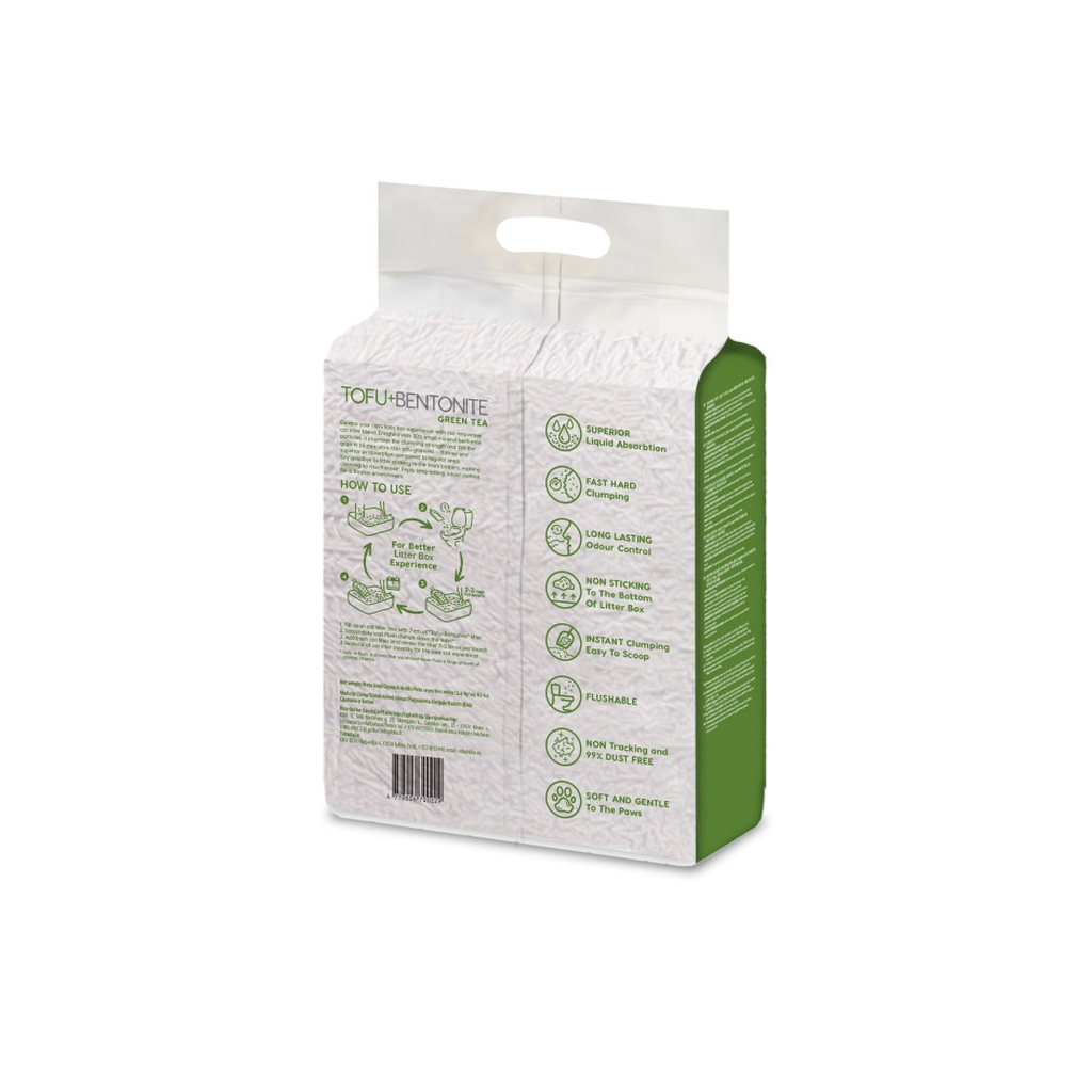 Наповнювач для туалету Velvet Paw TOFU з бентонітом та екстрактом зеленого чаю (1.5 мм) 2.6 кг (TOF70022) - изображение 2