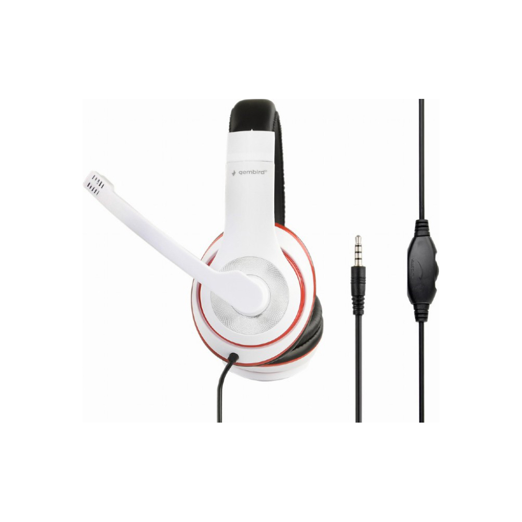 Навушники Gembird MHS-03 White/Red/Black (MHS-03-WTRDBK) - зображення 2