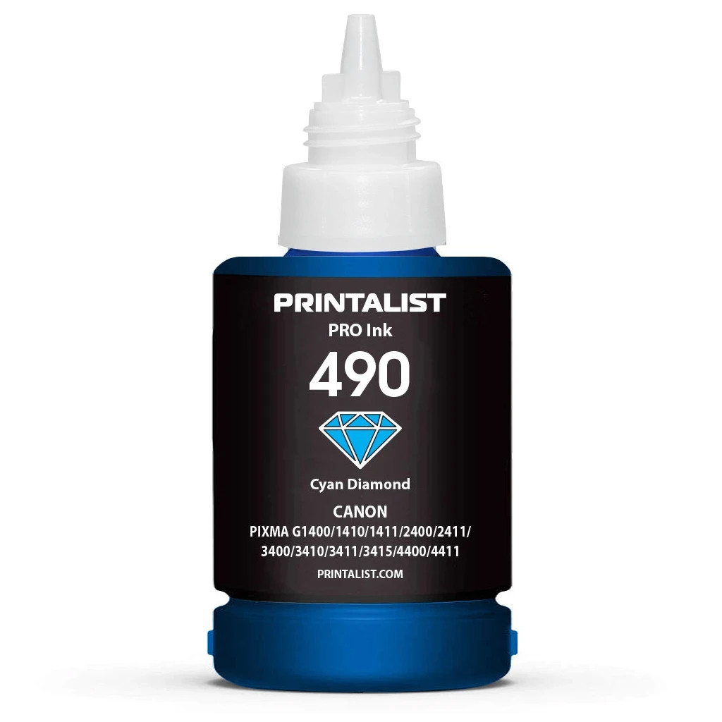 Чорнило Printalist Canon GI-490 для G1400/G2400/G3400 140г Cyan (PL490C) - зображення 2