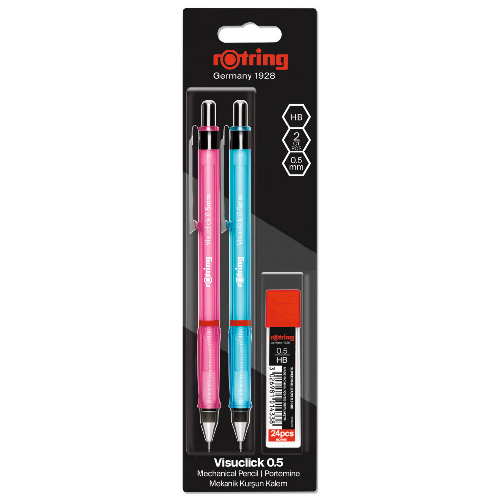 Олівець механічний Rotring Drawing VISUCLICK Blue + Pink PCL 0,5 + Грифелі 0,5мм HB (24) (R2102712) - зображення 1