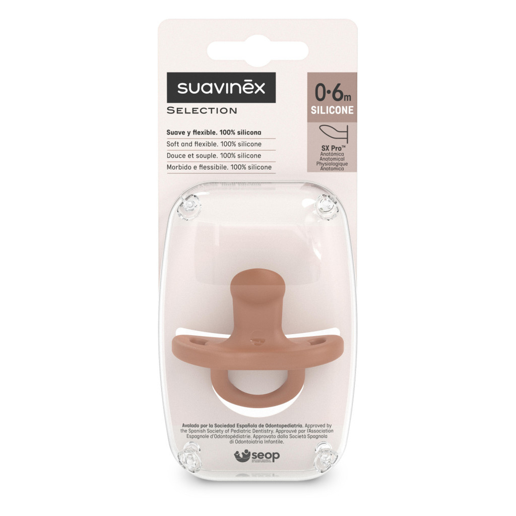 Пустушка Suavinex Colour Essence 0-6 міс, анатомічна силіконова, коричнева (308082) - зображення 2