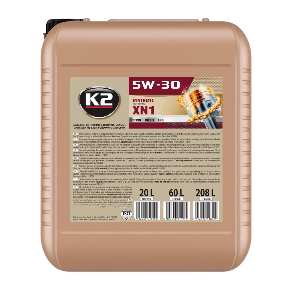 Моторна олива K2 Synthetic SN XN1 5W-30 20 л (O14920E) - зображення 1