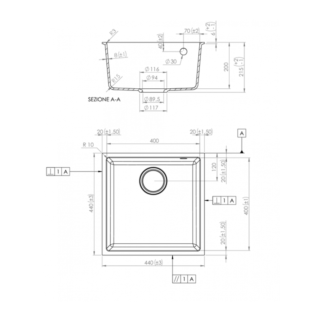 Мийка кухонна Elleci Q 102 under top titano 68 - зображення 4