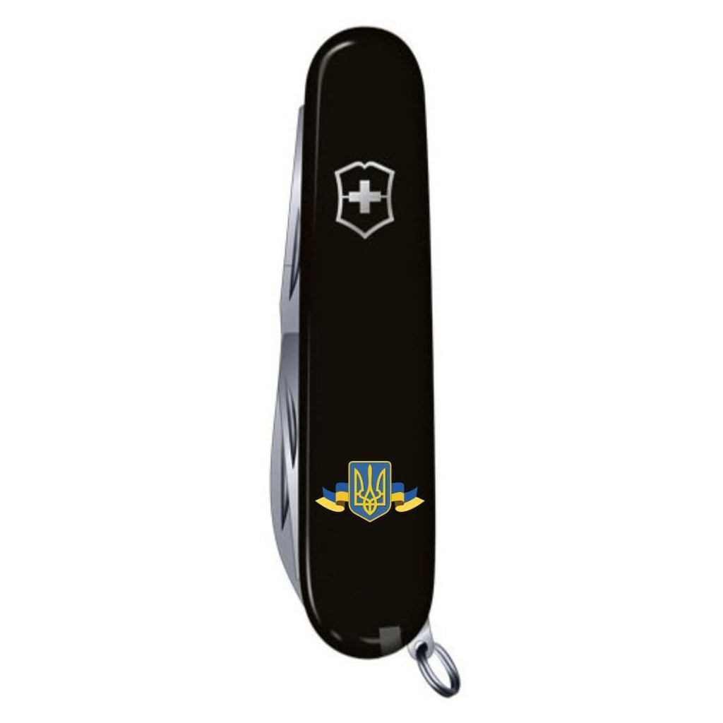 Ніж Victorinox Huntsman Ukraine Black "Герб України Зі Стрічкою" (1.3713.3_T1010u) - зображення 6