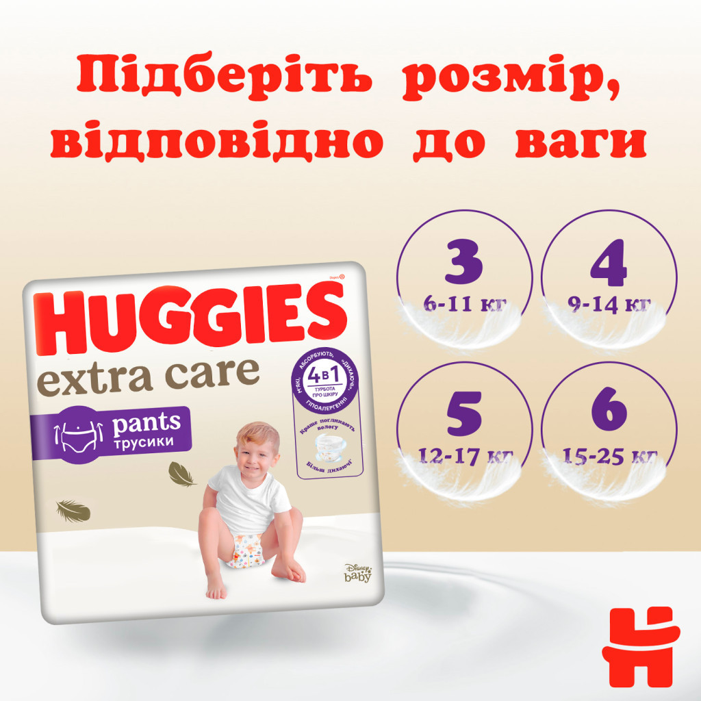 Підгузки Huggies Extra Care Розмір 4 (9-14 кг) Pants Box 80 шт (5029053582405) - изображение 10