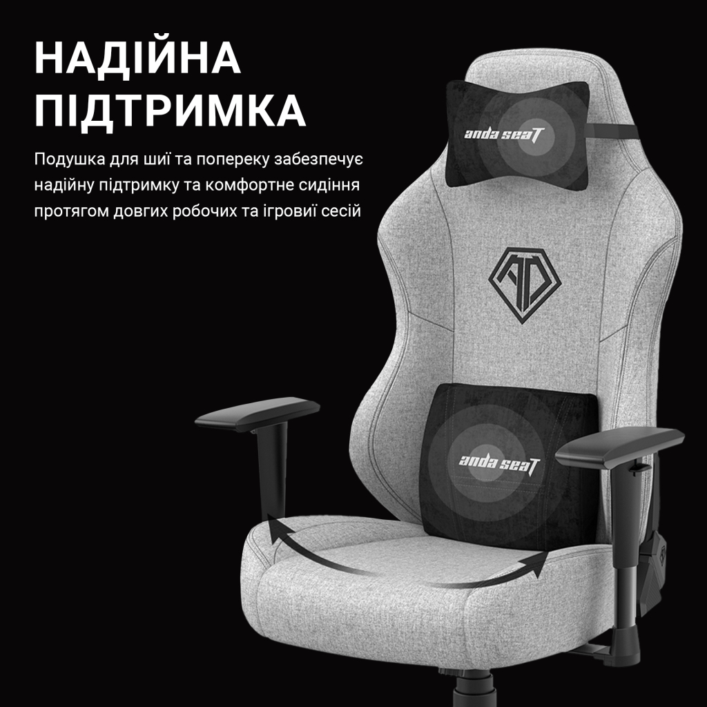Крісло ігрове Anda Seat Phantom 3 Size L Black/Black (AD18Y-06-B-PV/C-B01) - зображення 8