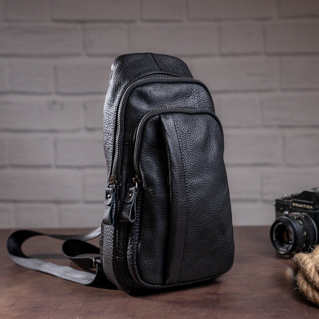 Сумка Vintage Зі шкіри через плече Чорна (14784) - зображення 5