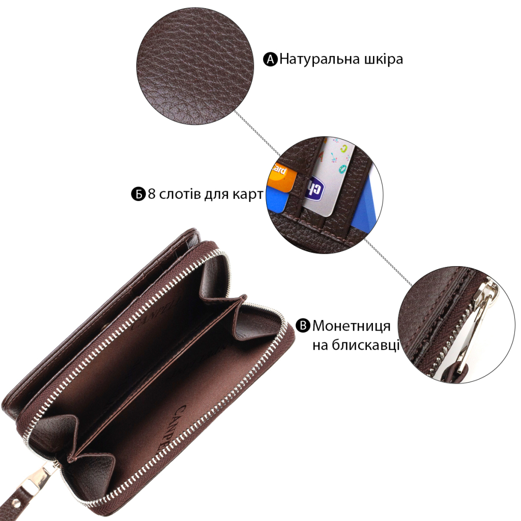 Портмоне Canpellini З натуральної шкіри Коричневе (21910) - зображення 4