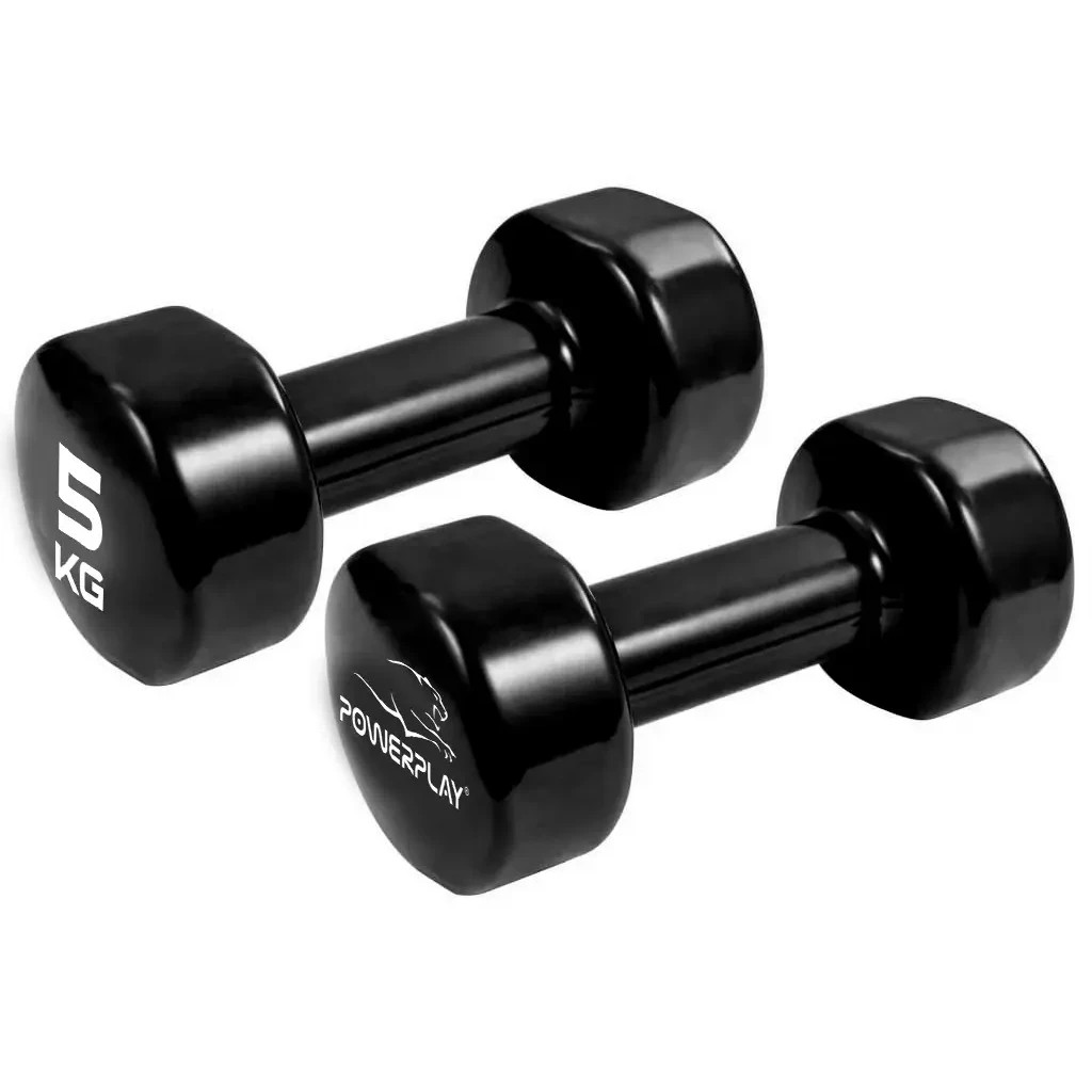 Гантель PowerPlay вінілові 4125 Achilles 2 х 5 кг Чорні (PP_4125_5kg_2in) - зображення 2