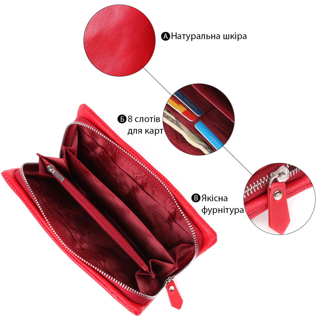 Гаманець ST Leather З відділенням під телефон з натуральної шкіри Червоний (23100) - зображення 4