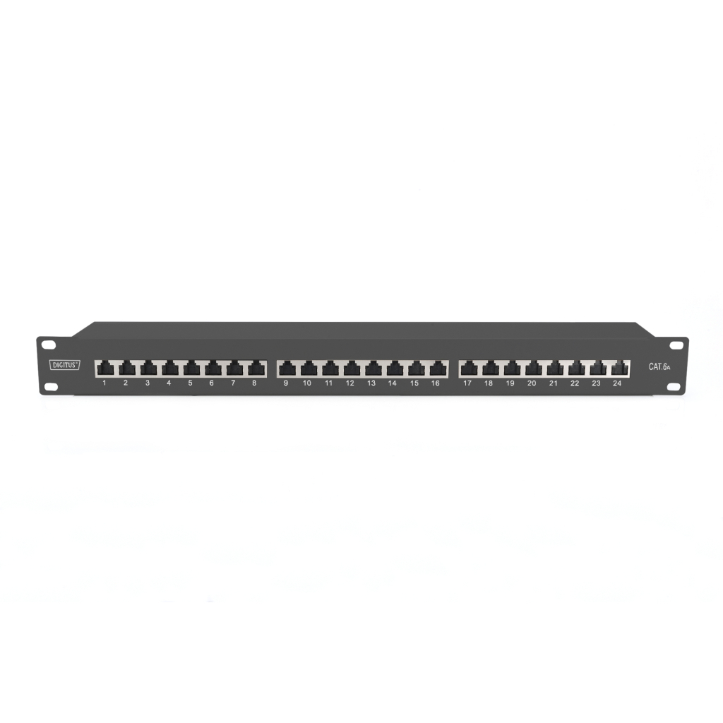 Патч-панель 19" 24xRJ-45 STP cat.6a, 1U, black Digitus (DN-91624S-EA-B) - изображение 1