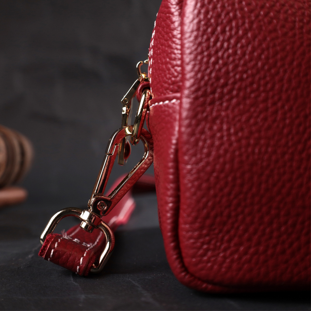 Сумка Vintage Жіноча з двома ременями з натуральної шкіри Бордова (22274) - зображення 10