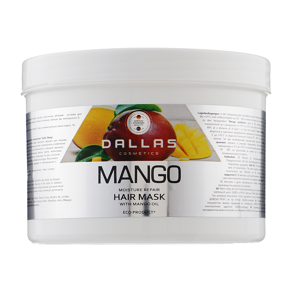 Маска для волосся Dalas Mango Зволожуюча з олією манго 500 мл (4260637723574) - зображення 1