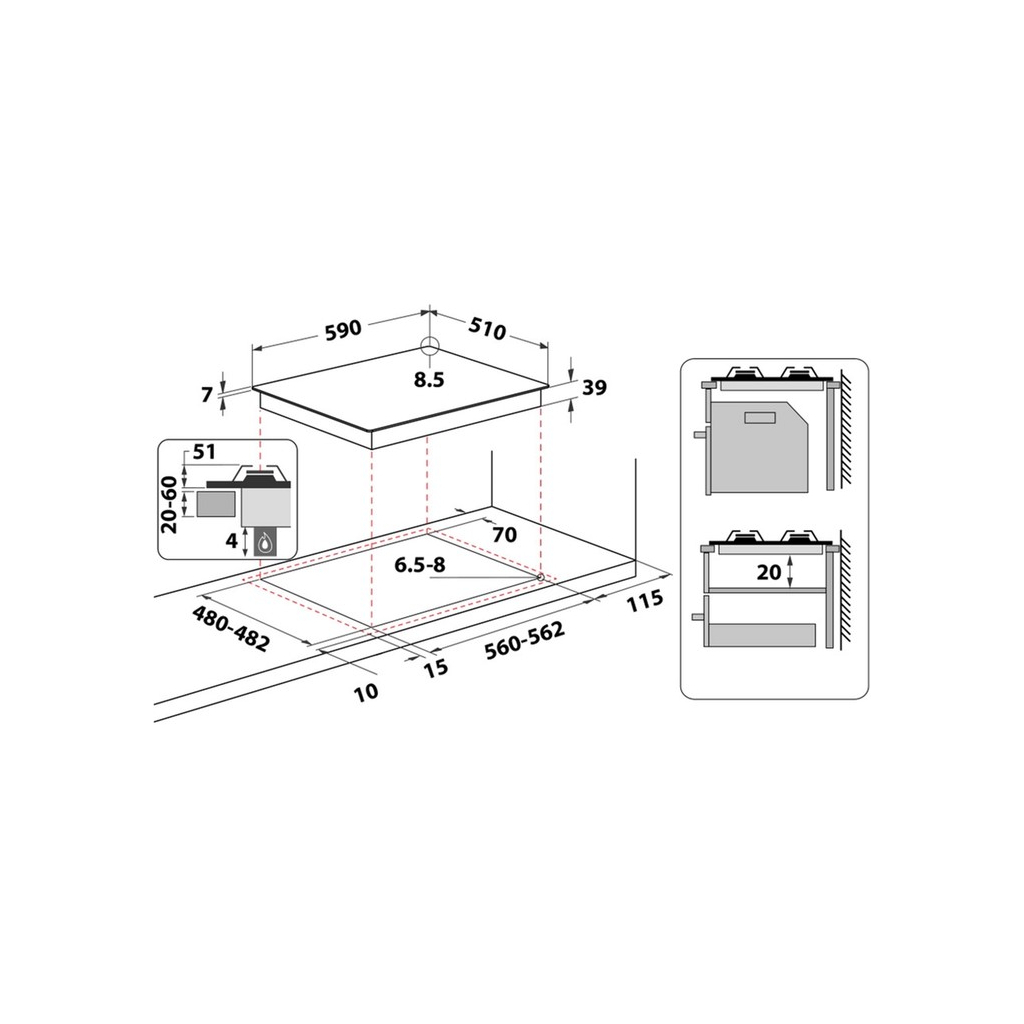 Варочна поверхня Whirlpool GMWL628IXLEE - зображення 5