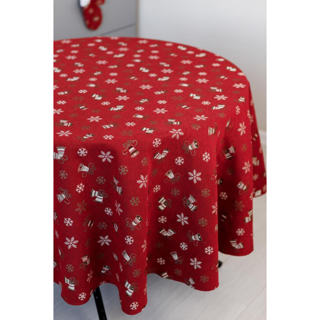 Скатертина Прованс Дзвіночки на червоному Dх136 см (036868) - зображення 5