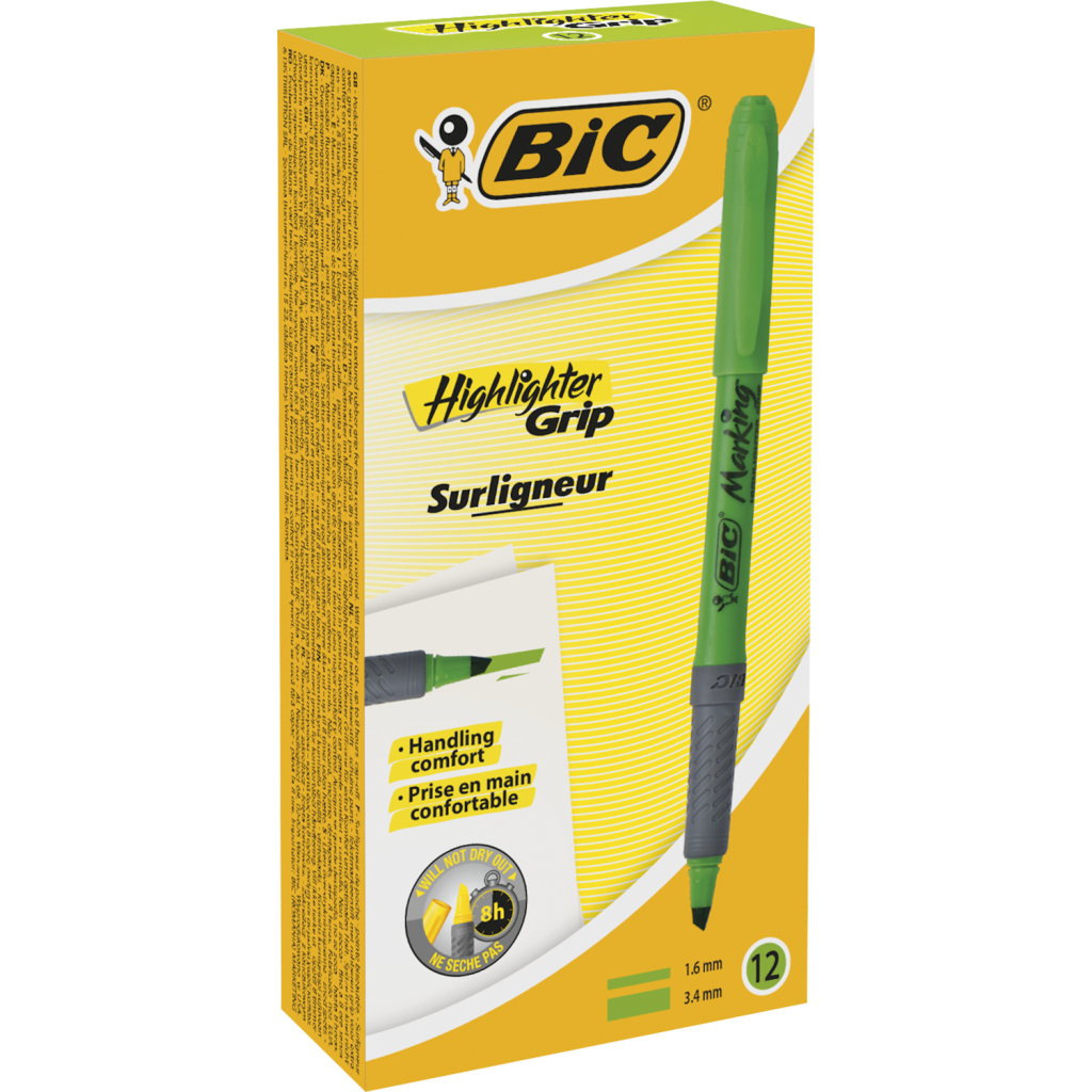 Маркер Bic текстовиділювач Grip, зелений (bc811932) - зображення 3