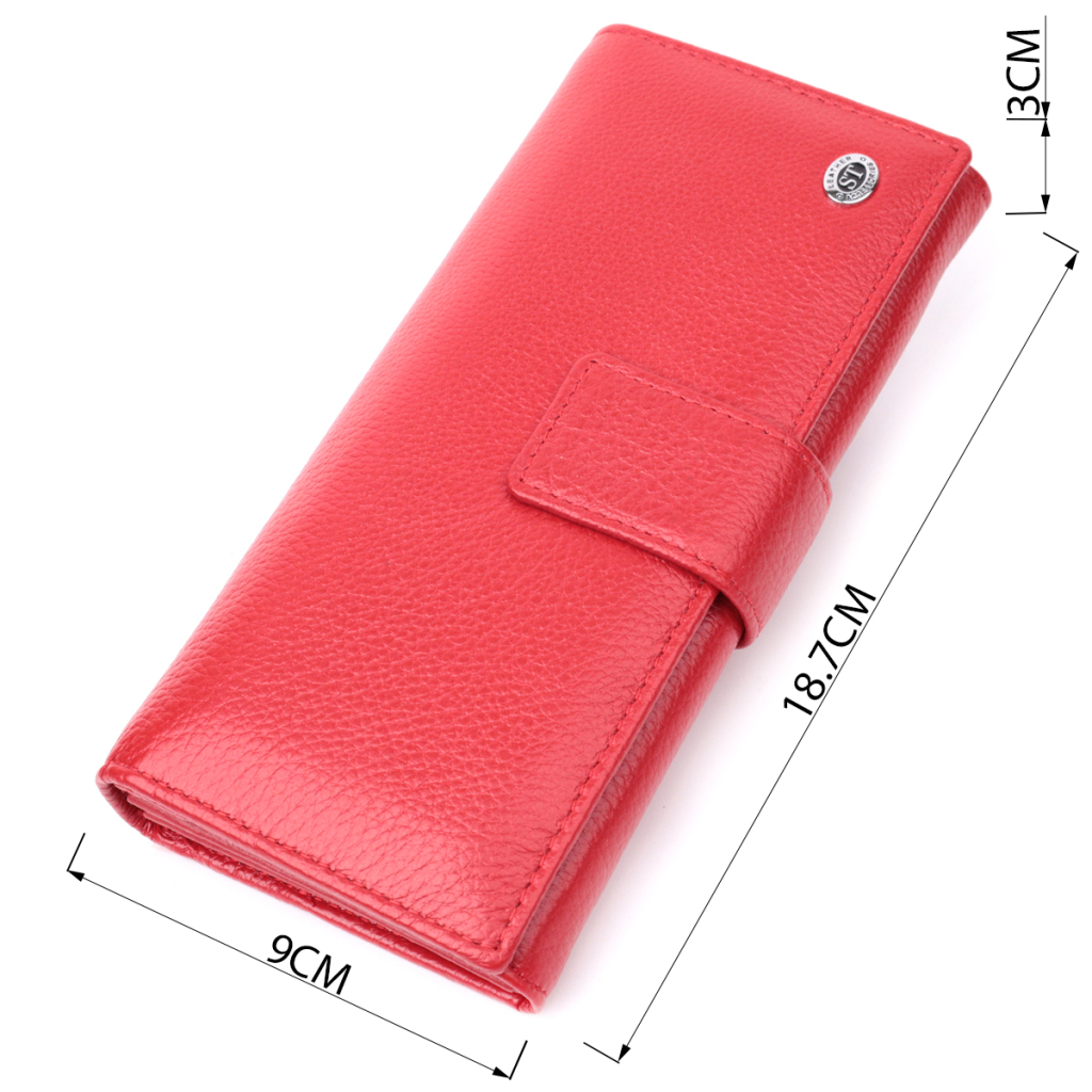 Гаманець ST Leather На чотири відділення для купюр із натуральної шкіри Червоний (22549) - зображення 3