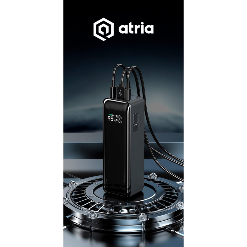 Батарея універсальна Atria 30000mAh PD/3.1/160W(Max)80W+80W, QC/3.0/22.5W, Blue (WPD-160SB) - зображення 5