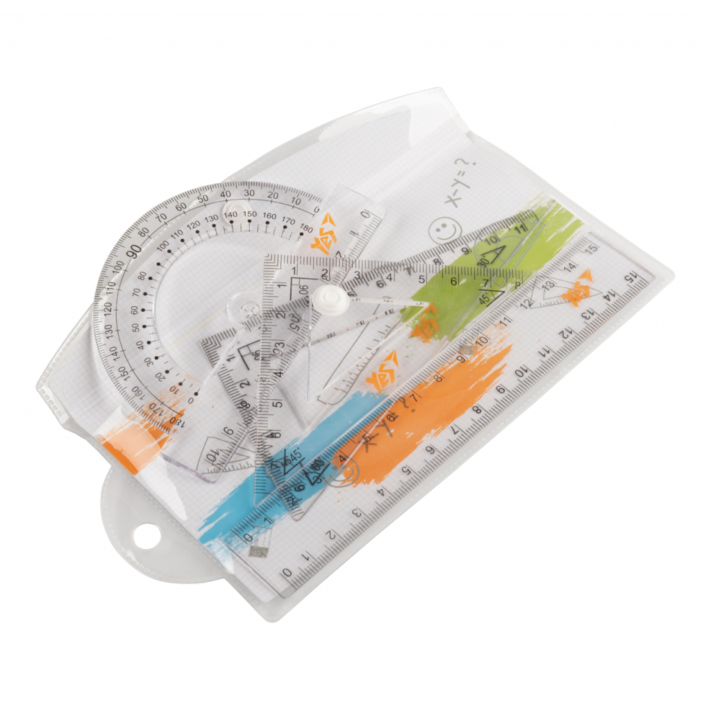 Лінійка Yes набір 4 предмета лінійка 15 см в ПВХ чохлi (370512) - изображение 2