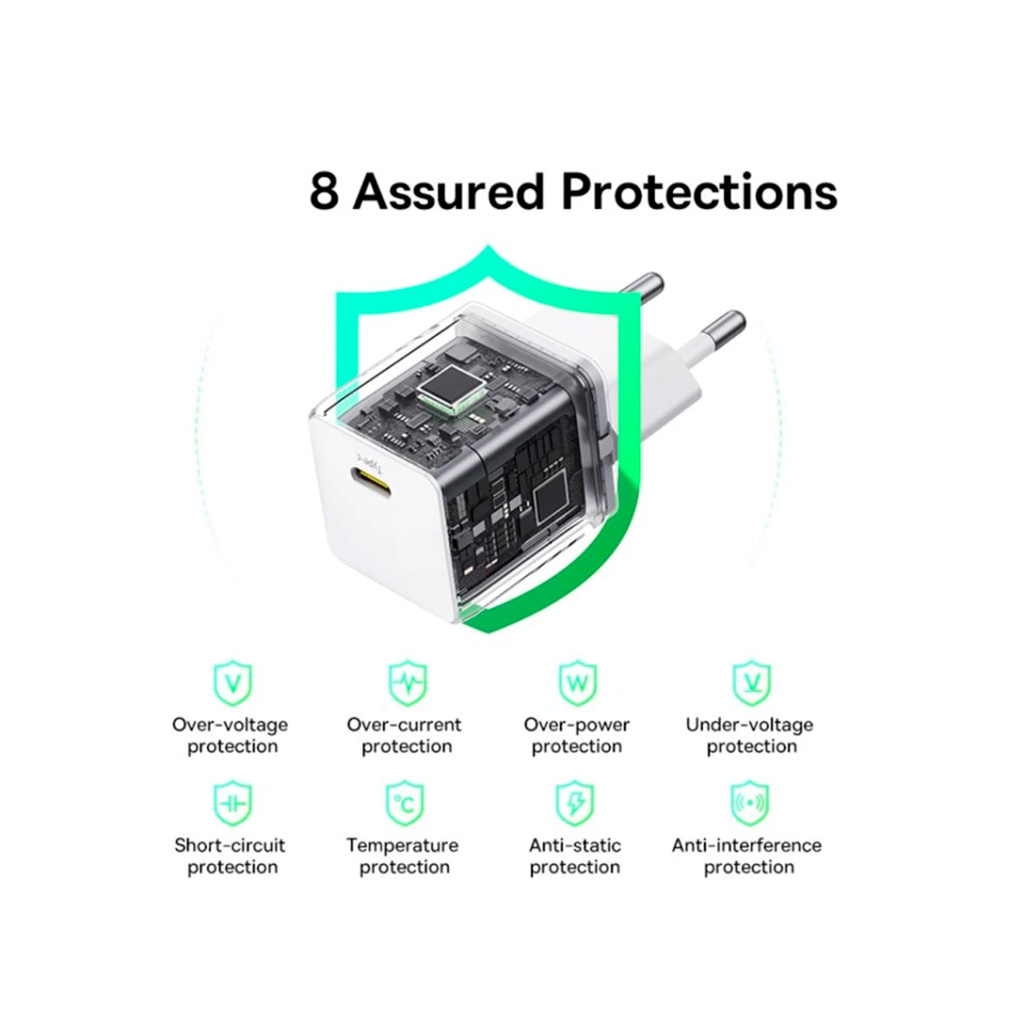 Зарядний пристрій Baseus Palm Fast Charger 1C 30W + Cable 1.0m Type-C 60W white (P10111605213-01) - зображення 7