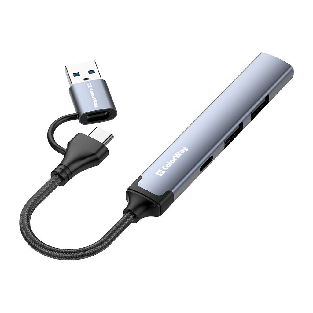 Концентратор ColorWay USB-A/USB-C 4-in-1 USB2.0х2/USB3.0/USB-C2.0 (CW-HUB06) - зображення 4