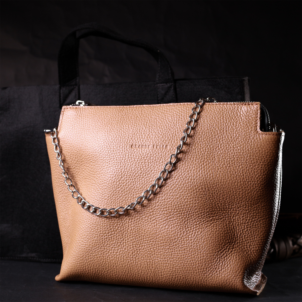 Сумка Grande Pelle З натуральної шкіри Бежева (11696) - зображення 12