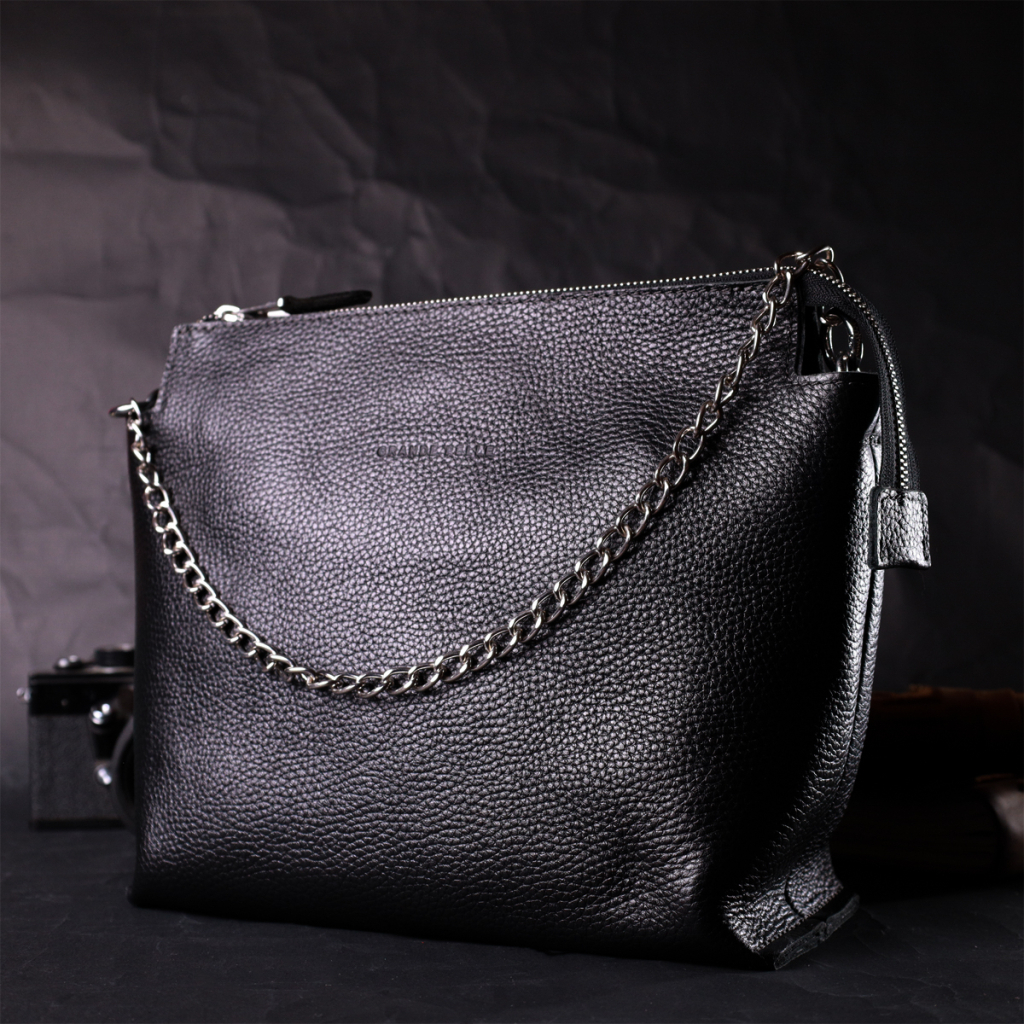 Сумка Grande Pelle З натуральної шкіри Чорна (11655) - зображення 9