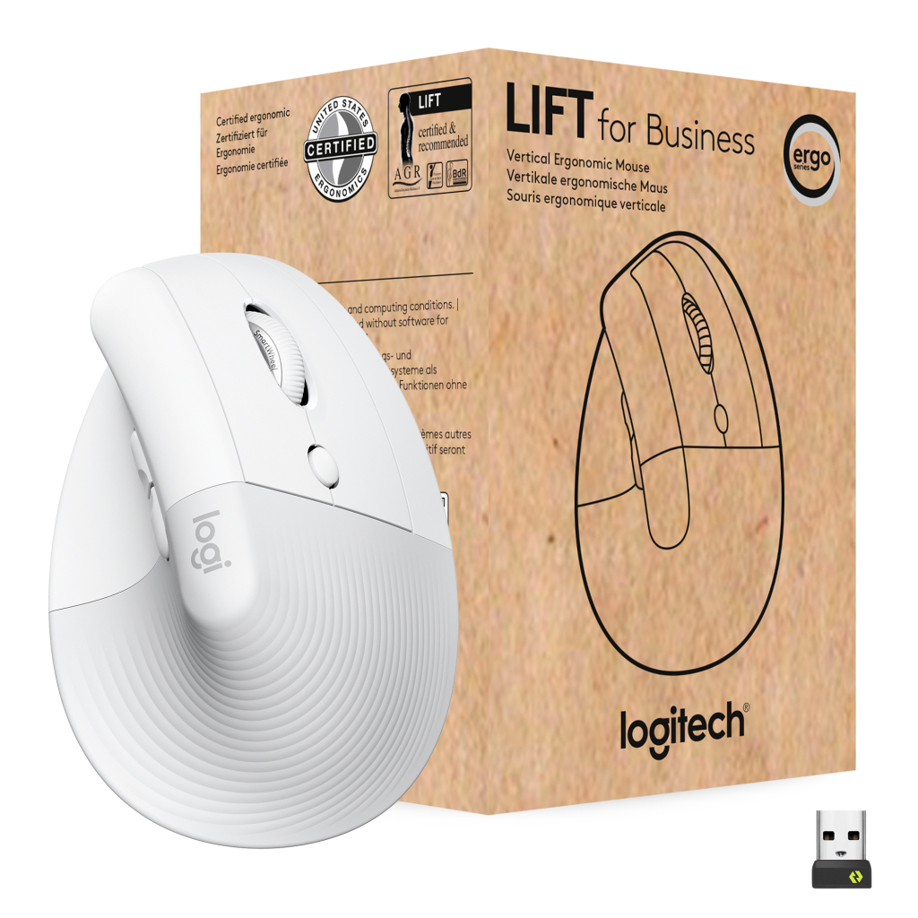 Мишка Logitech Lift Vertical Ergonomic Wireless/Bluetooth for Business Off-white (910-006496) - зображення 1