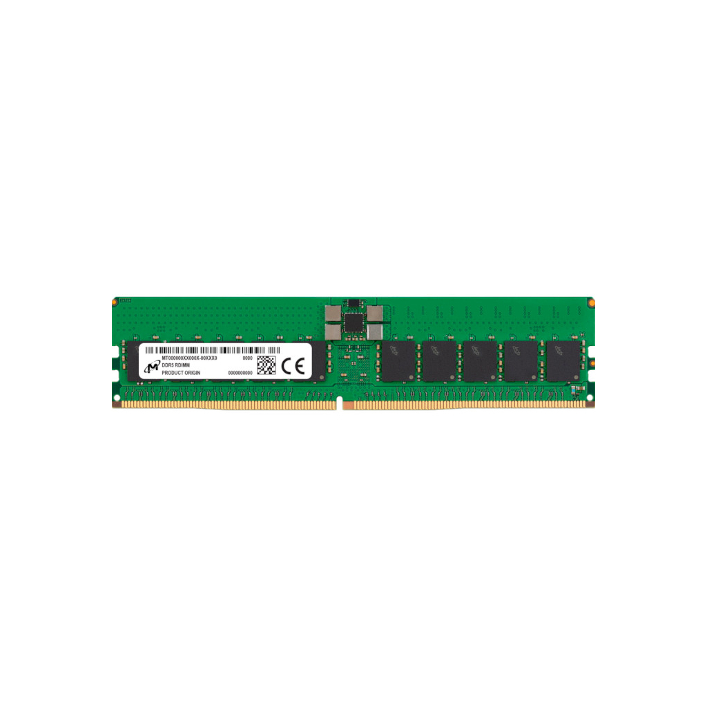 Модуль пам'яті для сервера Micron DDR5 RDIMM 32GB 2Rx8 5600 CL46 (16Gbit) (Single Pack) (MTC20F2085S1RC56BR) - зображення 1