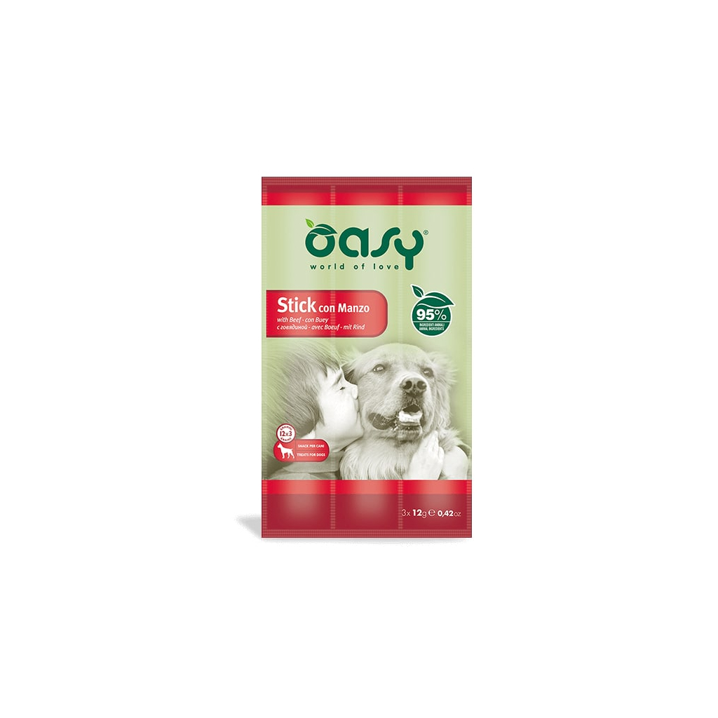 Ласощі для собак OASY Stick м'ясні палички з яловичиною 36 г (8054329510209) - зображення 1