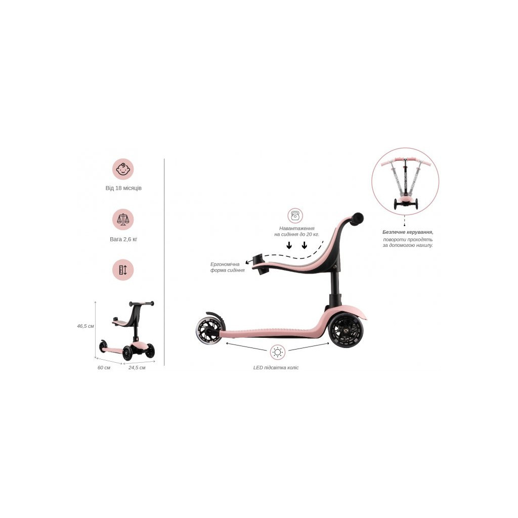 Самокат Miqilong Alamo Рожевий (ALAMO-125-PINK) - зображення 8