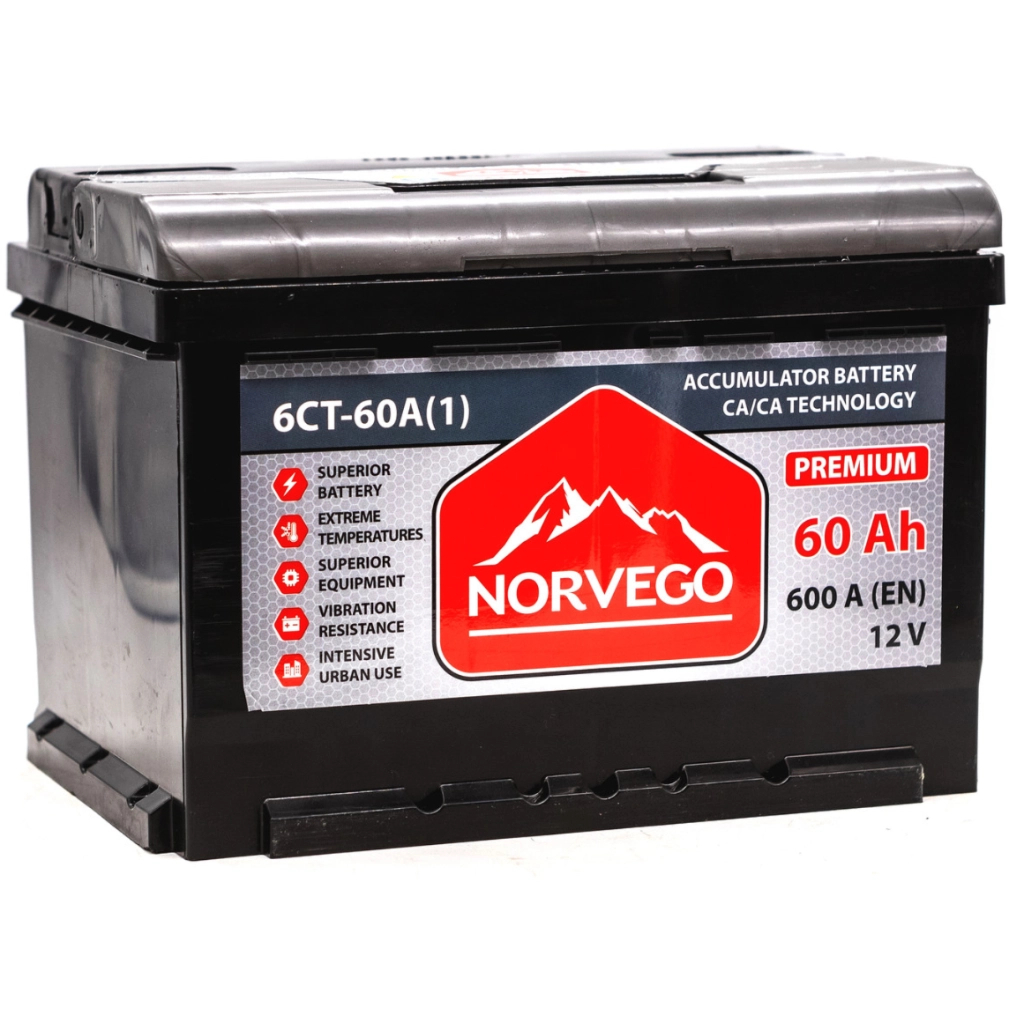 Акумулятор автомобільний NORVEGO ВЕСТА Premium 60A +лів (1) (600 пуск) - зображення 2