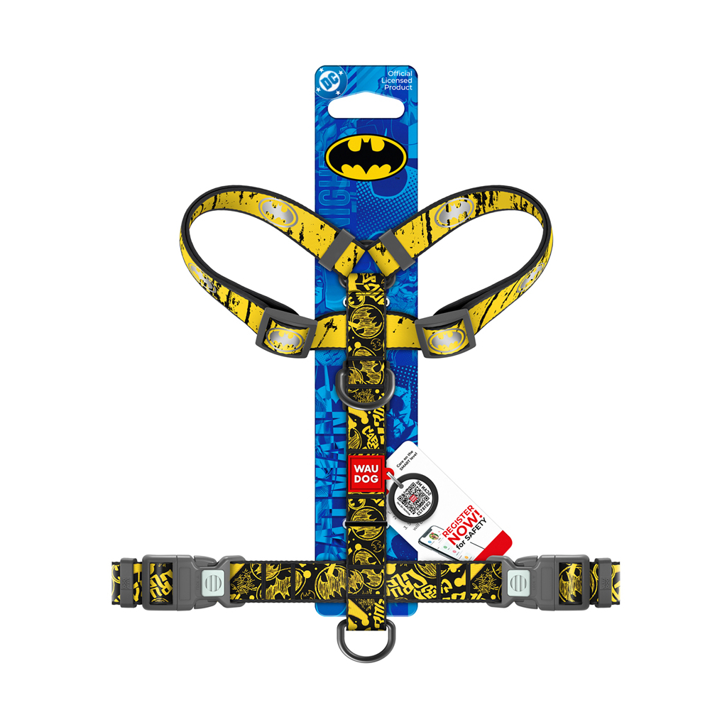 Шлея для собак WAUDOG Nylon H-подібна з QR-паспортом "Бетмен Ескіз", світловідбивна S (343-1081) - зображення 3