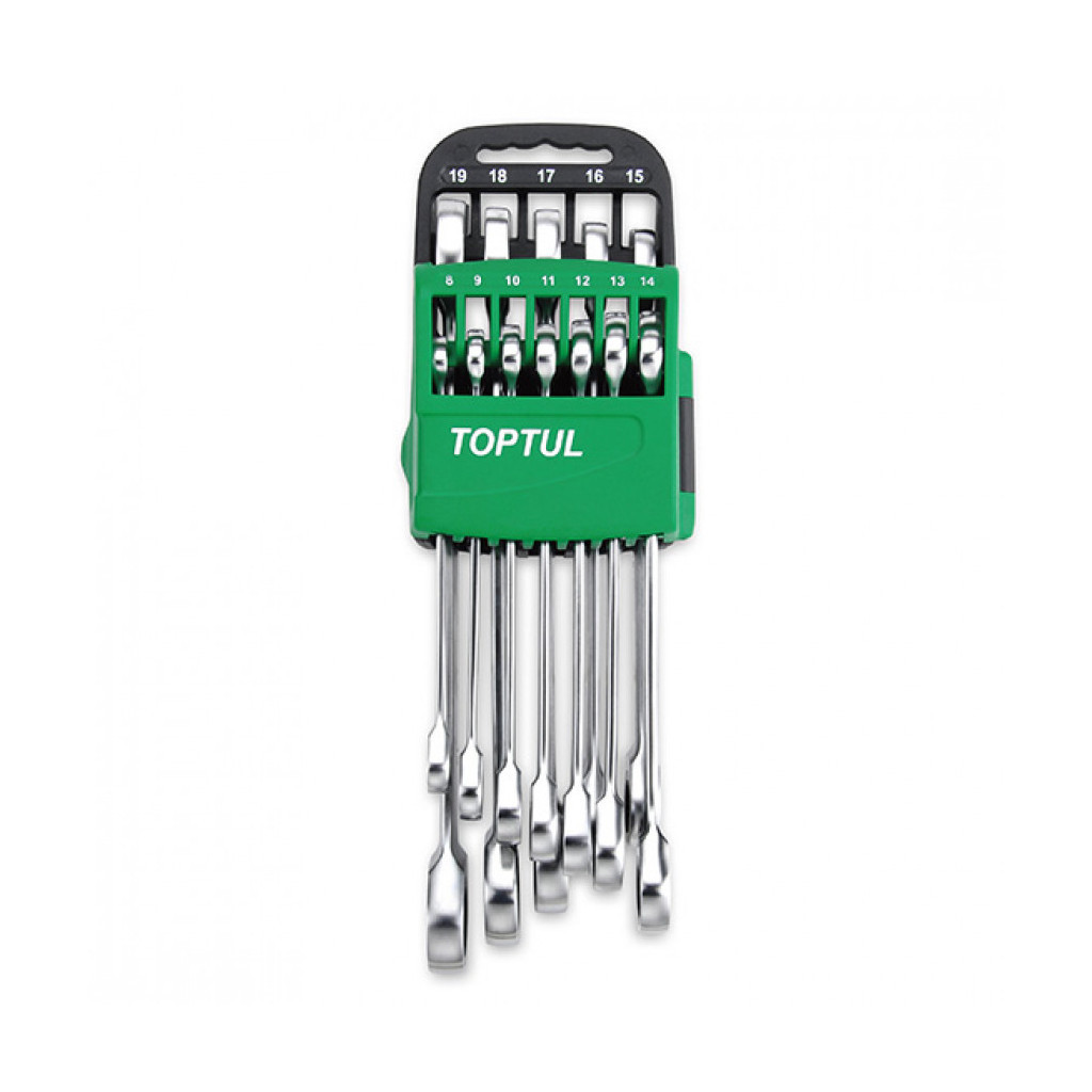 Ключ Toptul ключів комбінованих з тріскачкою 8-19мм 10од. на холдері (GSCQ1001) - зображення 1