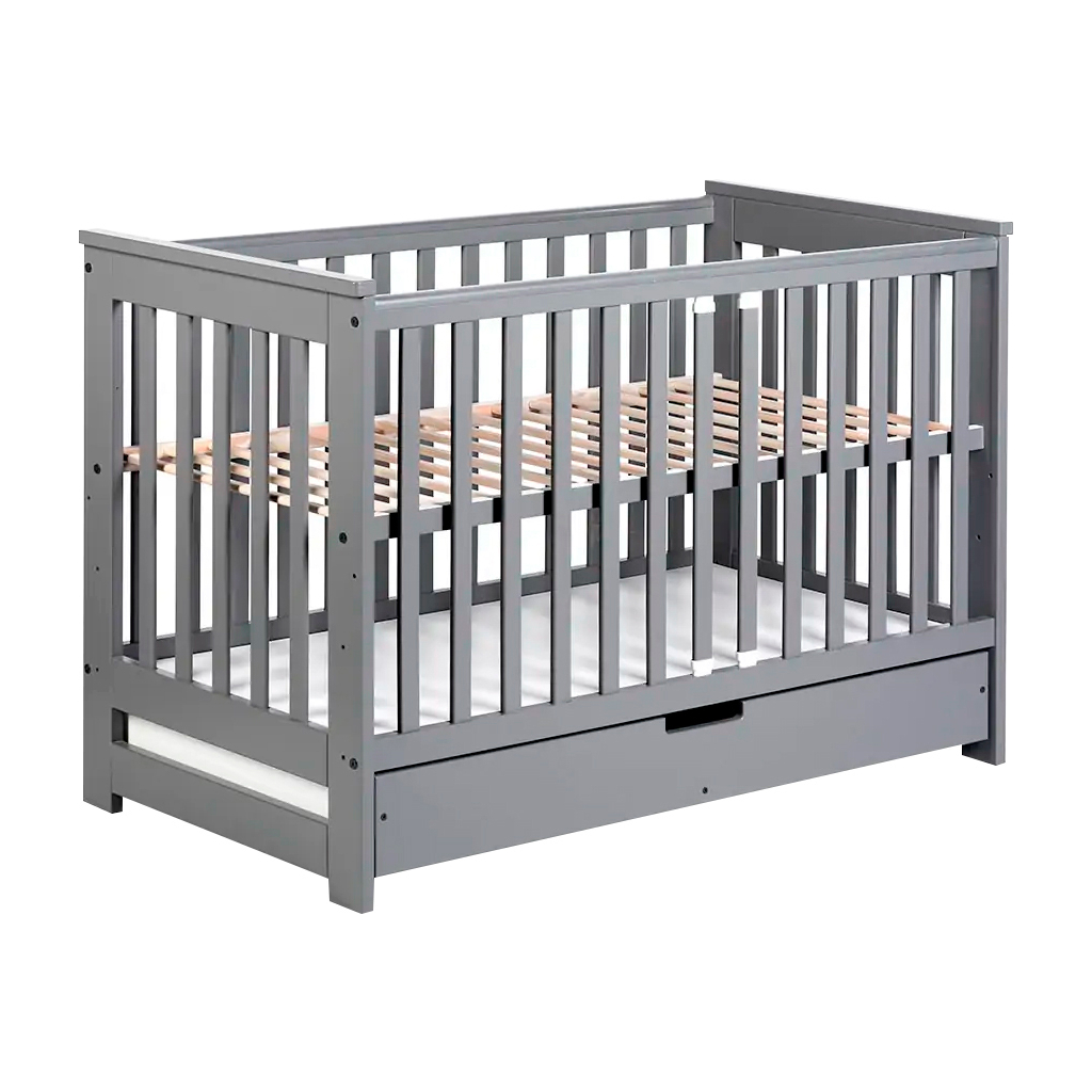 Ліжечко Klups Iwo з шухлядою та перегородкою 120 х 60 см Графітове (IWO1) - зображення 1