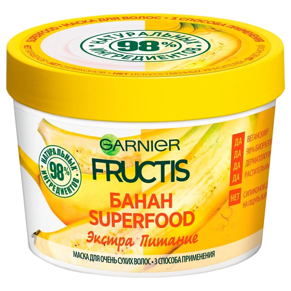 Маска для волосся Garnier Fructis Superfood Банан для дуже сухого волосся 390 мл (3600542258852) - зображення 1