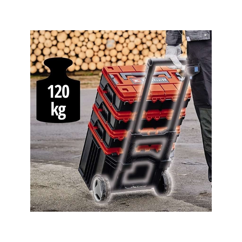Ящик для інструментів Einhell E-Case Tower, 1 кейс S-F, 1 кейс S-F з вкладишем Grid Foam Set, 1 кейс L з колесами (4540015) - зображення 9
