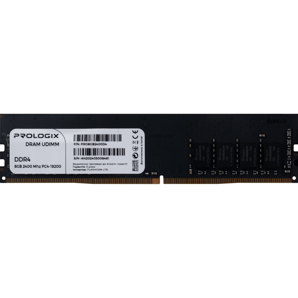 Модуль пам'яті для комп'ютера DDR4 8GB 2400 MHz Prologix (PRO8GB2400D4) - зображення 1