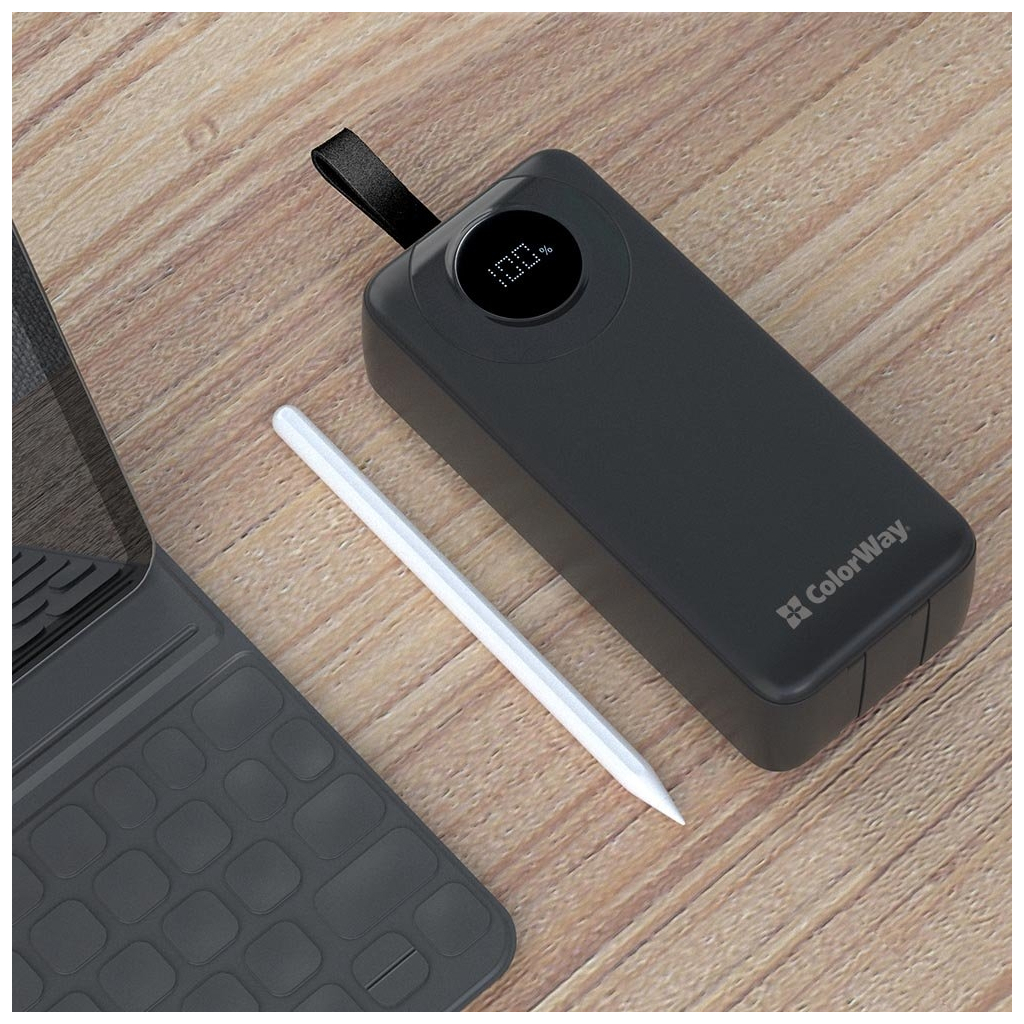 Батарея універсальна ColorWay 30 000 mAh EnergyPlus PD/18W, QC3.0/22.5W, Black (CW-PB300LPB4BK-PDD) - зображення 7