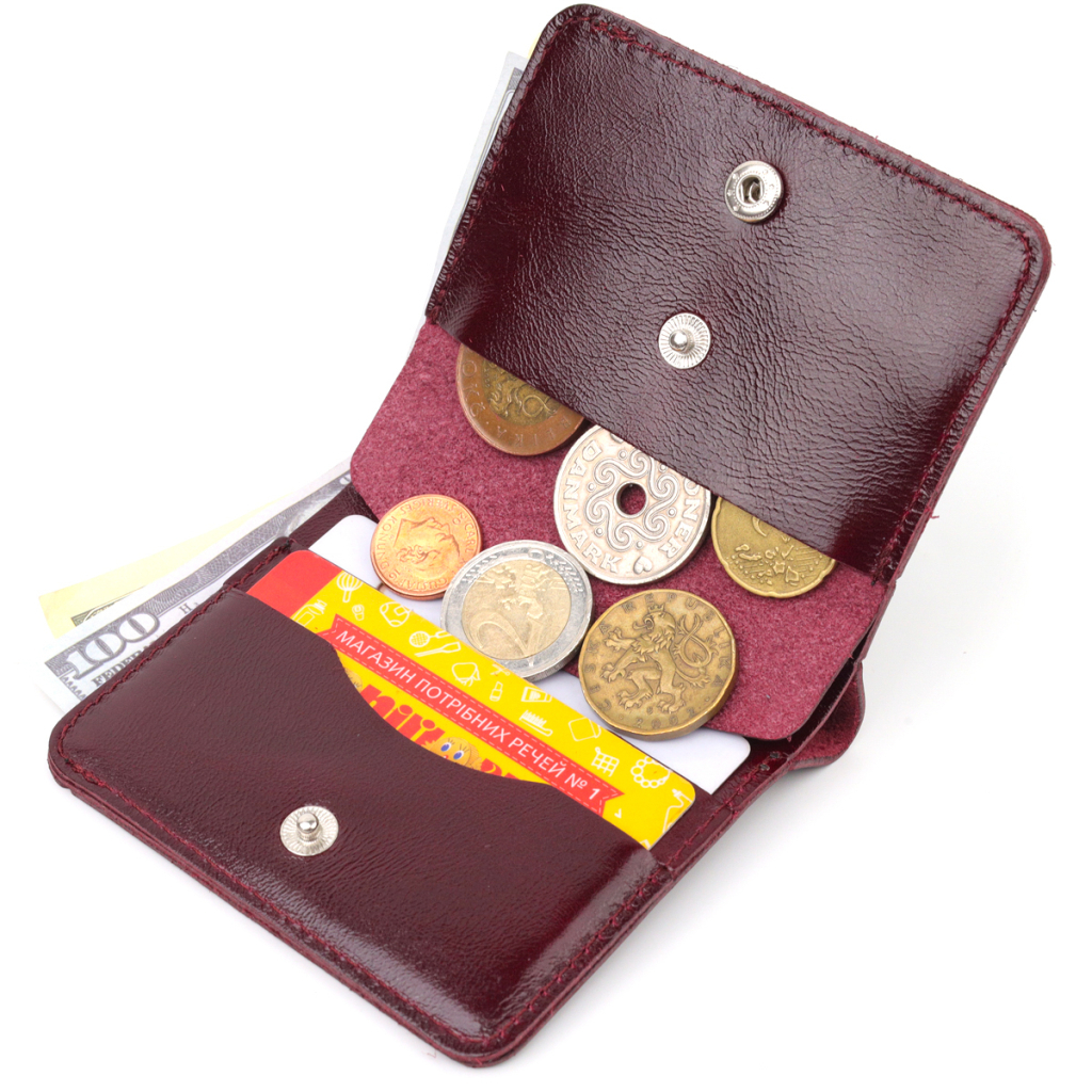 Портмоне Shvigel Шкіряне Вишневе (16609) - зображення 7