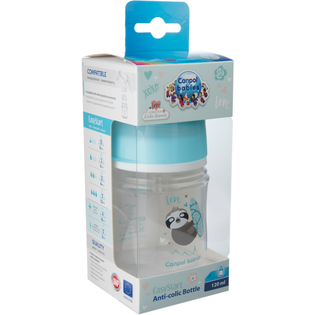 Пляшечка для годування Canpol babies EasyStart - Toys з широким отвором 120 мл (35/220_blu) - зображення 3
