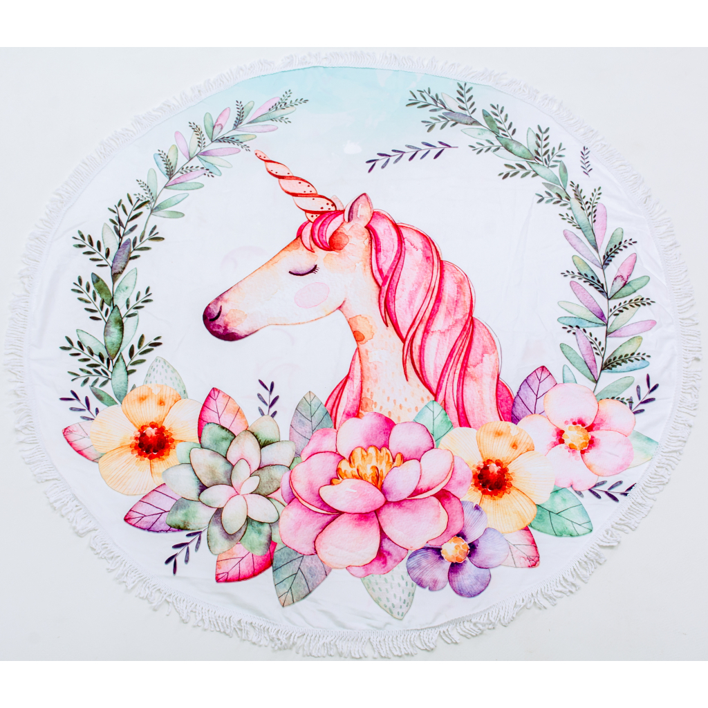 Рушник MirSon пляжний №5063 Summer Time Unicorn girl 150x150 см (2200003180893) - зображення 1